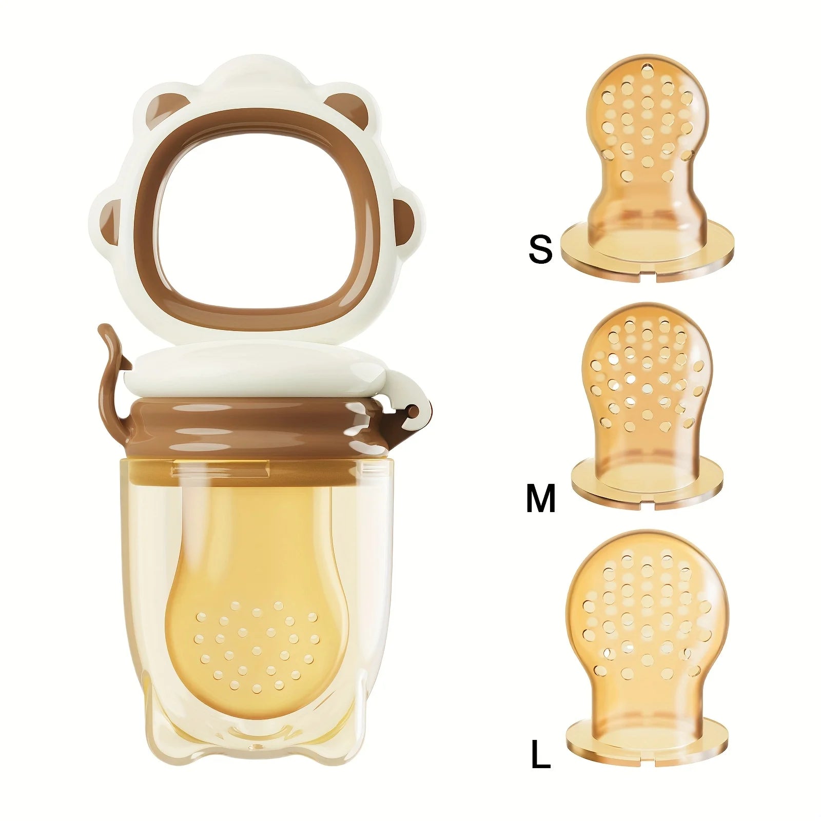 4-Piece Set, Children's Silicone Fruit and Vegetable Feeder, Enhances Baby's Biting Ability, Mesh Bags in Various Sizes to Meet Most Food Needs, the Ultimate Baby Feeding Assistant