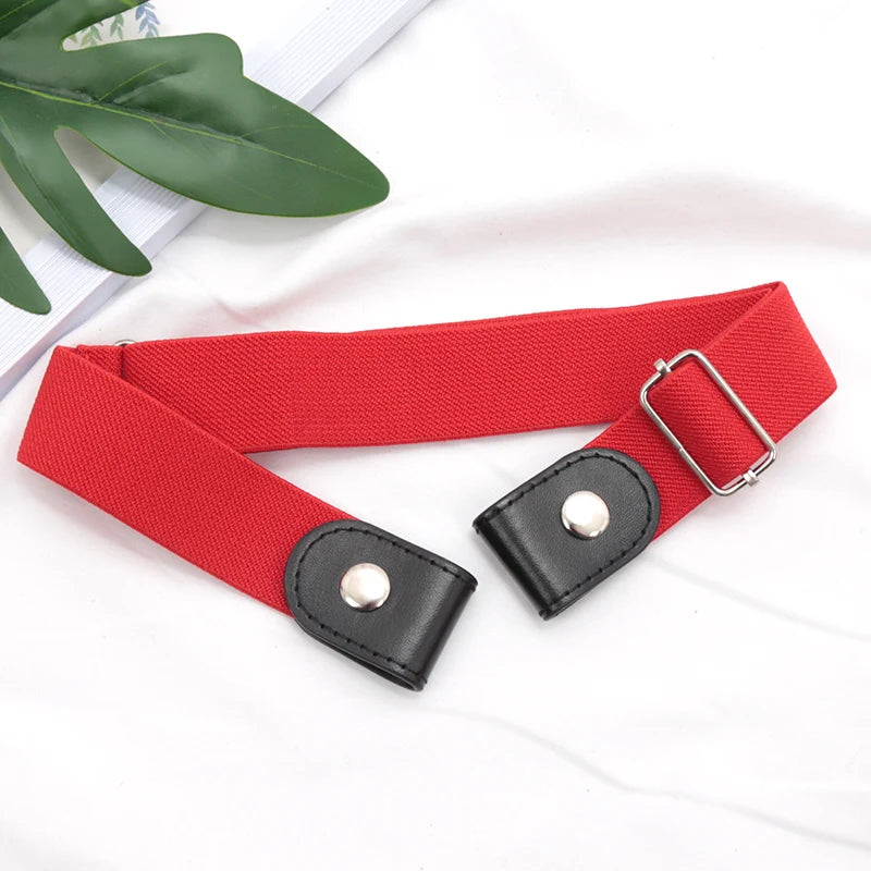 Adjustable Buckle-Free Belt for Women Girls Jeans Pants Dress No Buckle Stretch Elastic Waist Belt, No Bulge, No Hassle Belts