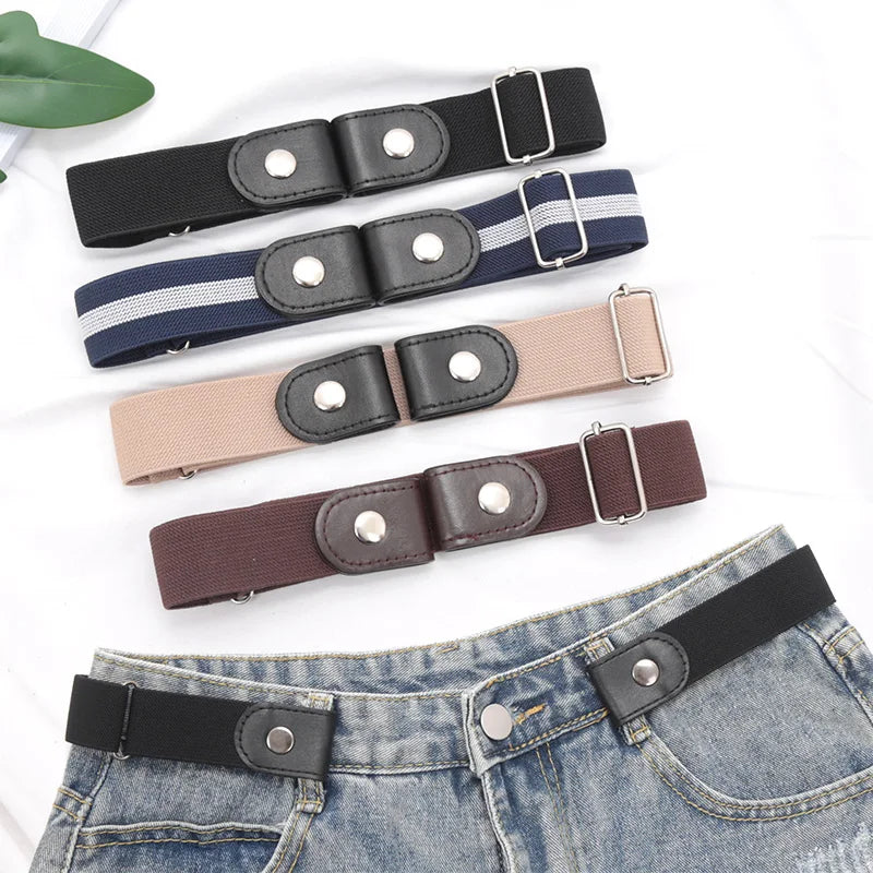 Adjustable Buckle-Free Belt for Women Girls Jeans Pants Dress No Buckle Stretch Elastic Waist Belt, No Bulge, No Hassle Belts