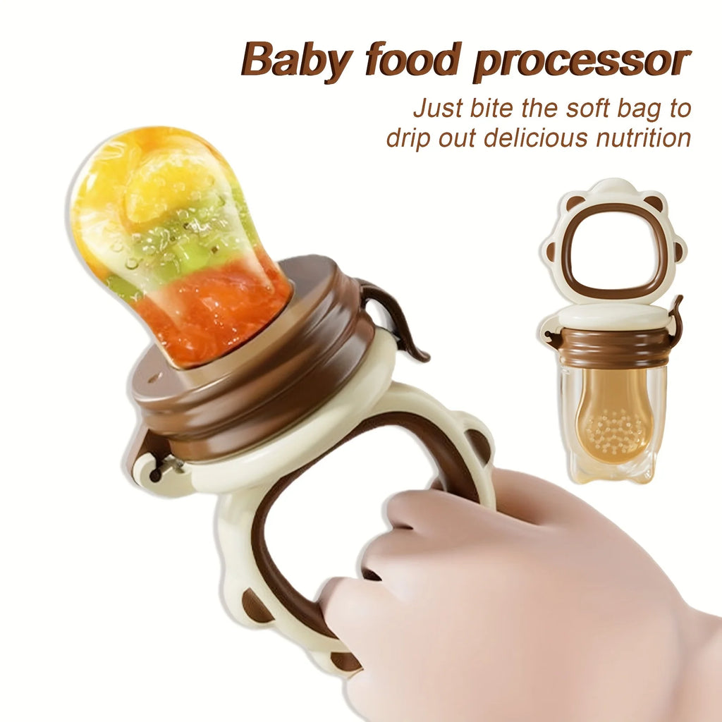 4-Piece Set, Children's Silicone Fruit and Vegetable Feeder, Enhances Baby's Biting Ability, Mesh Bags in Various Sizes to Meet Most Food Needs, the Ultimate Baby Feeding Assistant