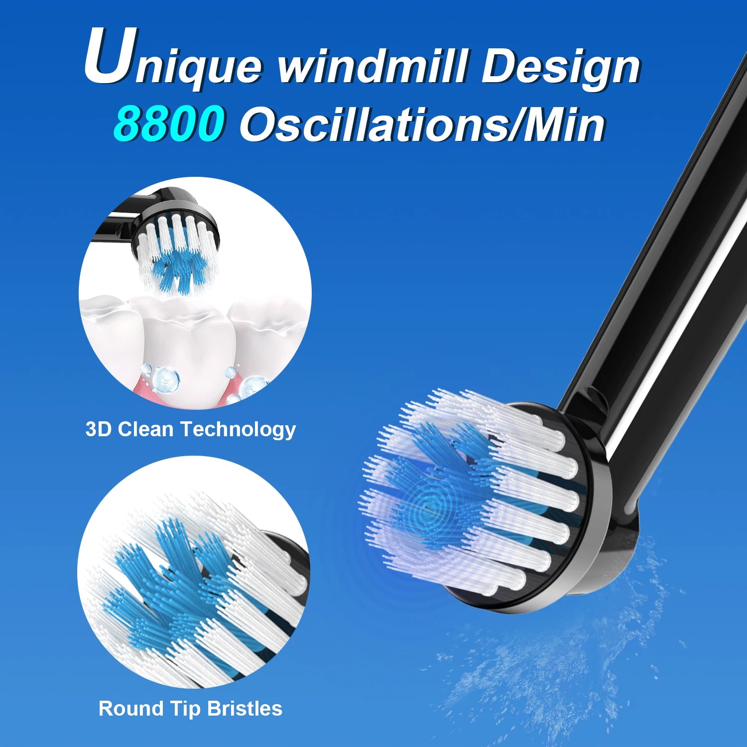 DrYadent Rotating Toothbrush YD2233 2mins Smart Timer with 3 Intelligence Modes Long-Lasting Usage with 4 Brush Heads Gum Cares
