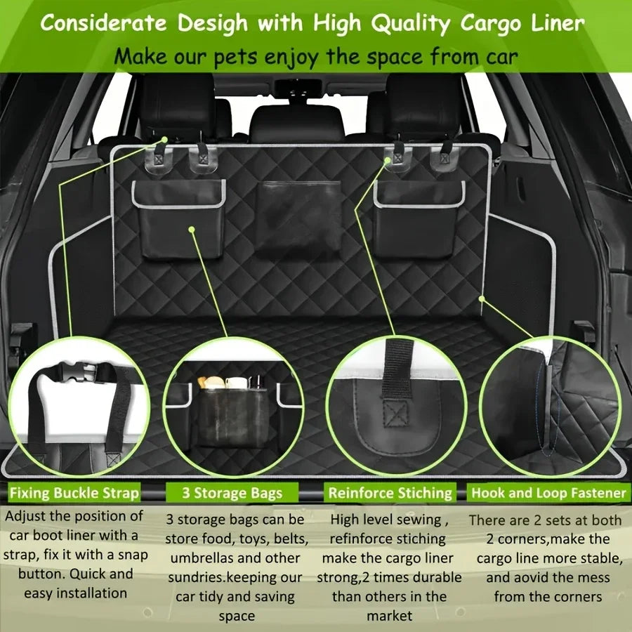 SUV Cargo Liner For Dogs, Waterproof Pet Cargo Cover Dog Seat Mat For SUVs With Bumper Flap Protector, Non-Slip, Large Size
