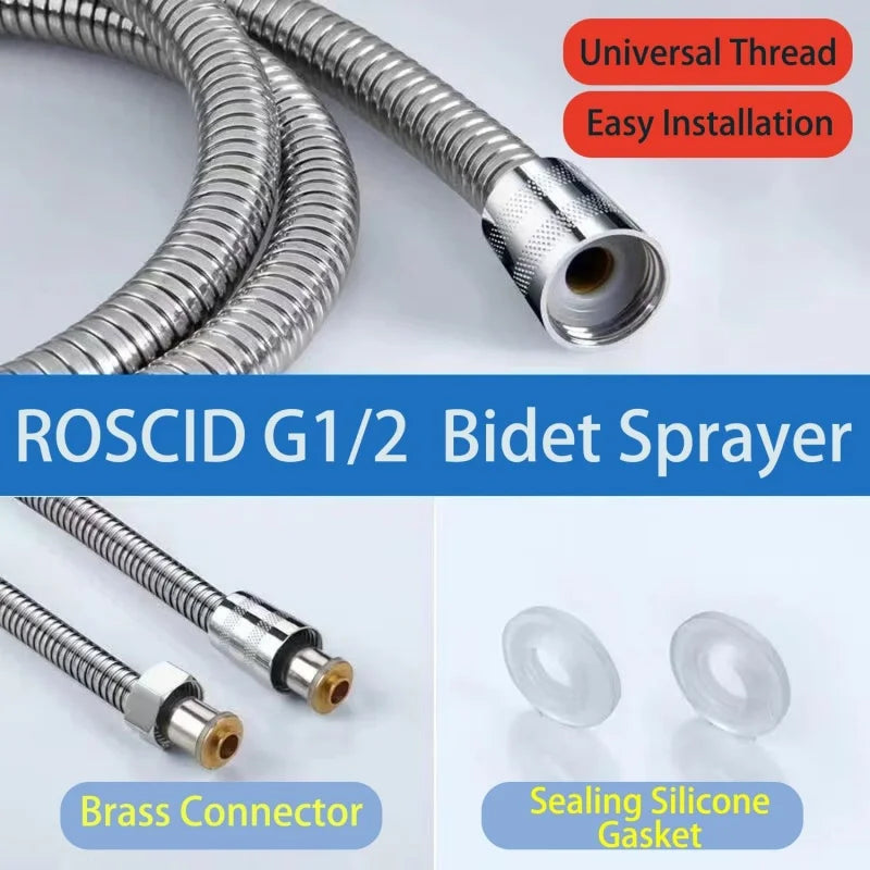 Bidet sprayer kit with 1.5m hose and holder,  with 3-way faucet diverter G1/2 M22-24, for cleaning and personal hygiene