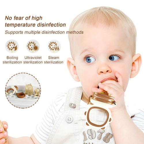 4-Piece Set, Children's Silicone Fruit and Vegetable Feeder, Enhances Baby's Biting Ability, Mesh Bags in Various Sizes to Meet Most Food Needs, the Ultimate Baby Feeding Assistant